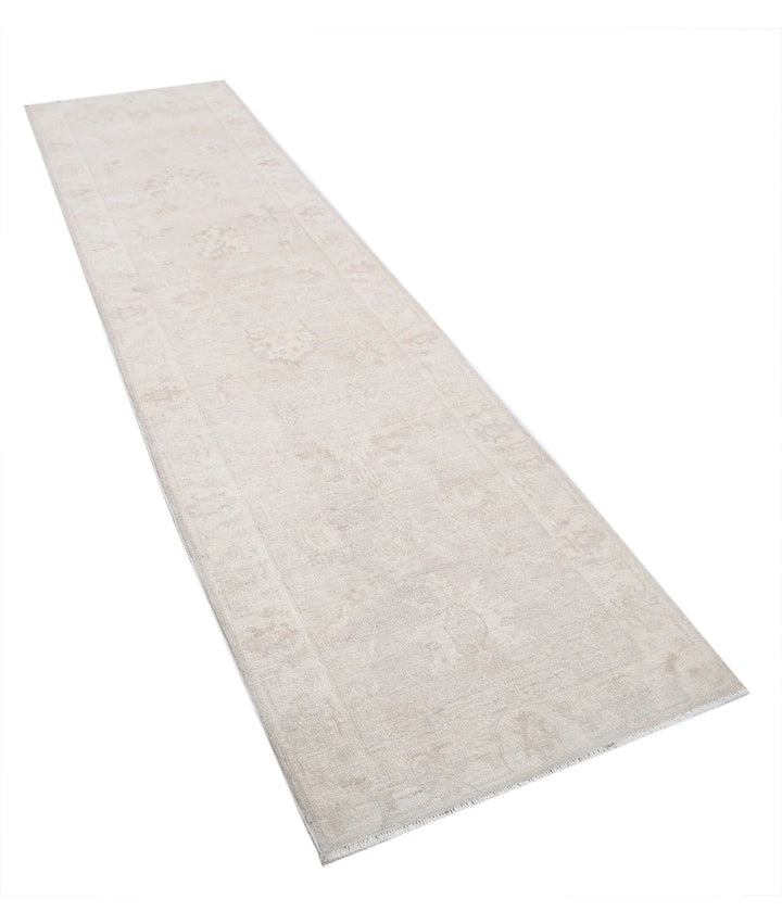 Grey Afghan Oriental Rug 2'8" x 9'5" Hand-Knotted field