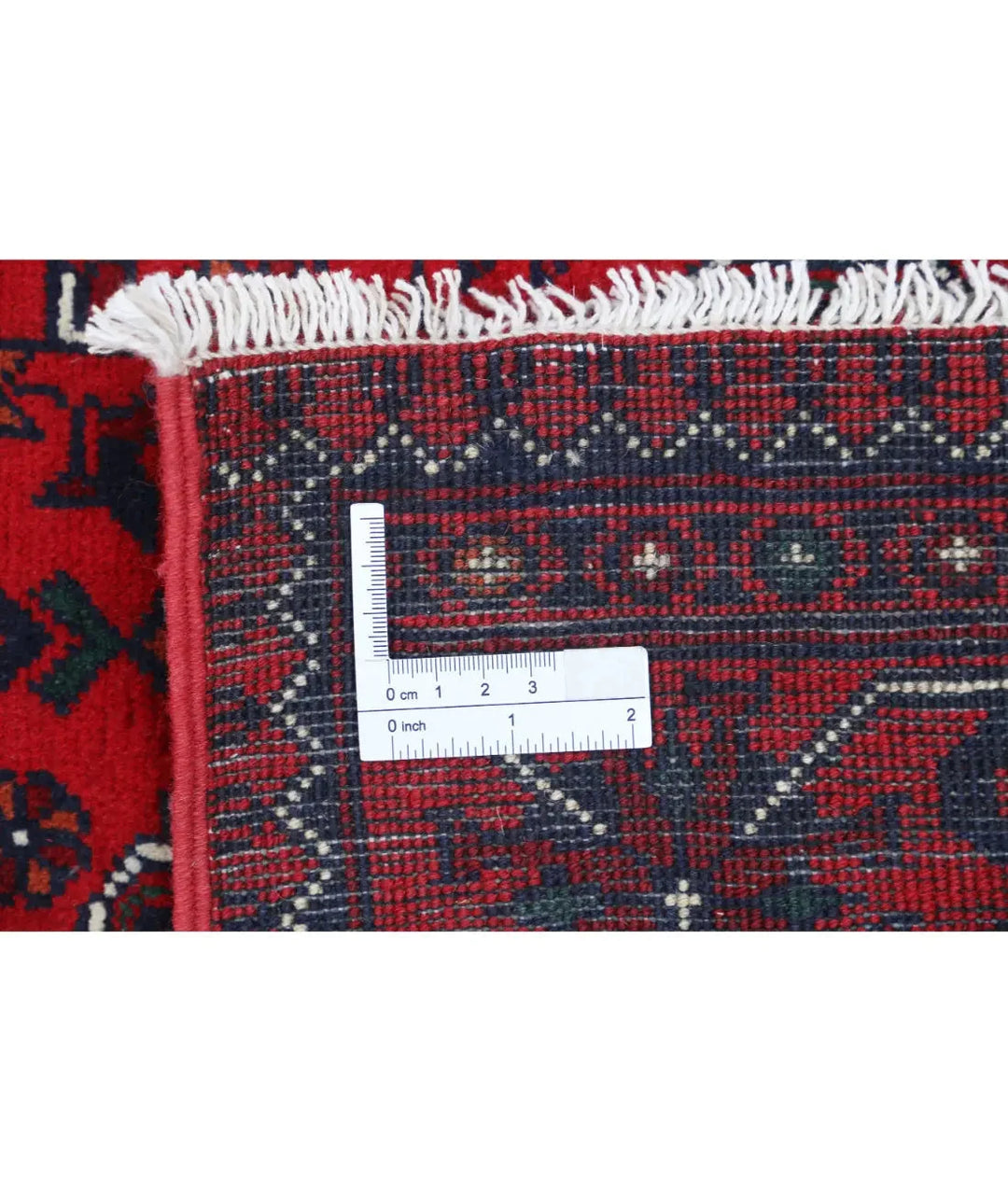 Red Afghan Khamyab Runner Rug 2' 6" x 9' 0" Hand-Knotted | No. AT59109