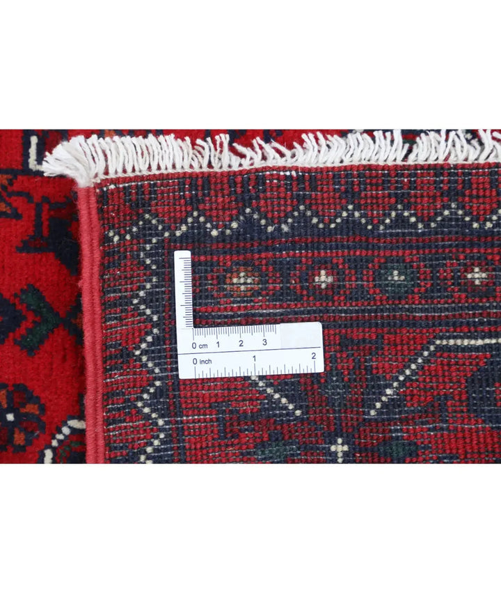 Red Afghan Khamyab Runner Rug 2' 6" x 9' 0" Hand-Knotted | No. AT59109