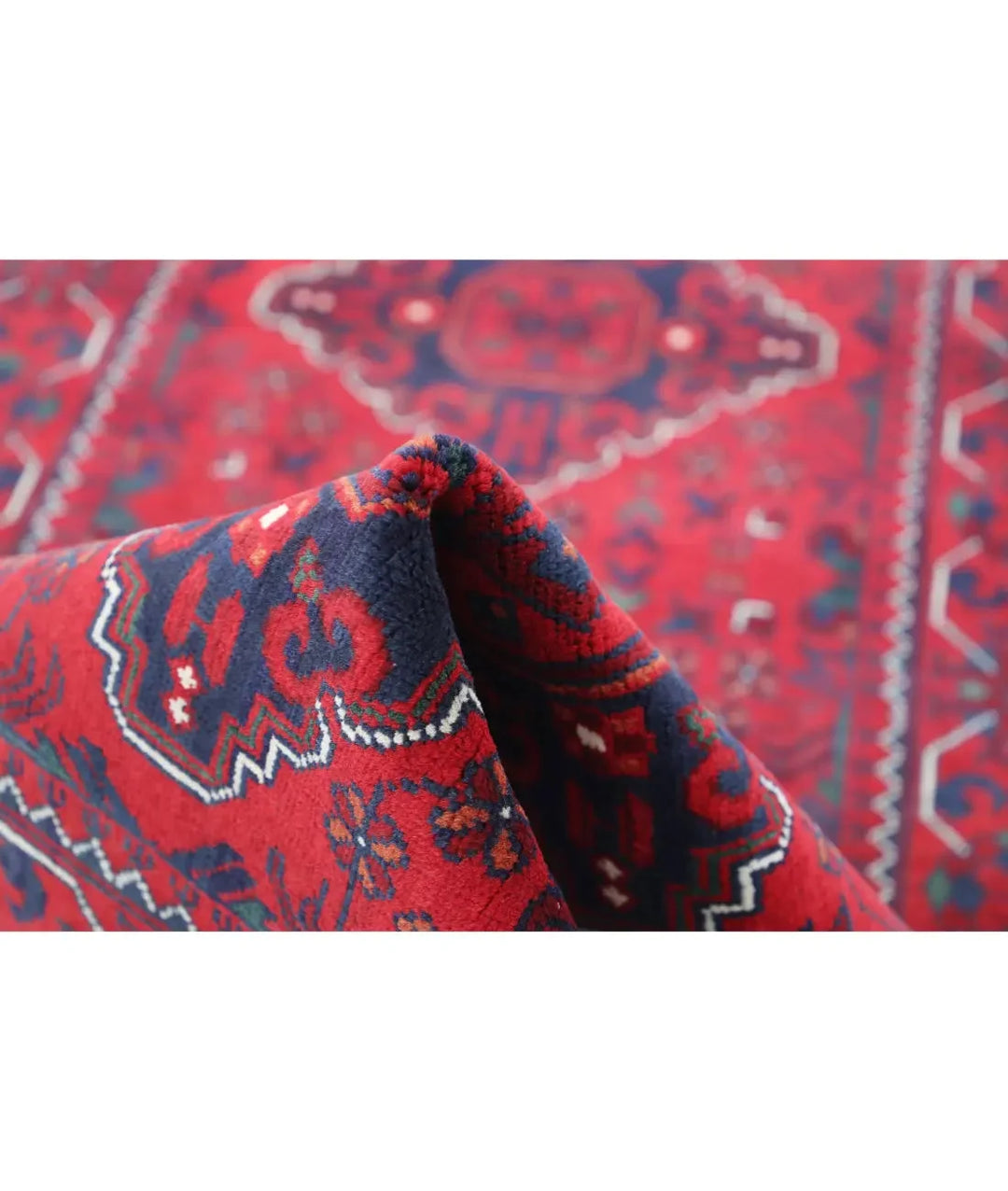 Red Afghan Khamyab Runner Rug 2' 6" x 9' 0" Hand-Knotted | No. AT59109