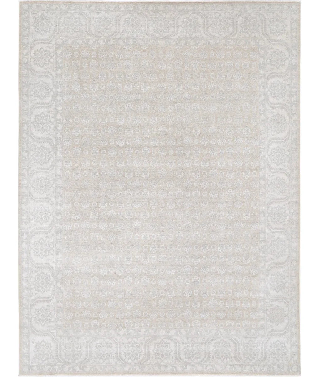 Grey Afghan Serenity Rug 8' 10" x 12' 2" Hand-Knotted | No. AT591343
