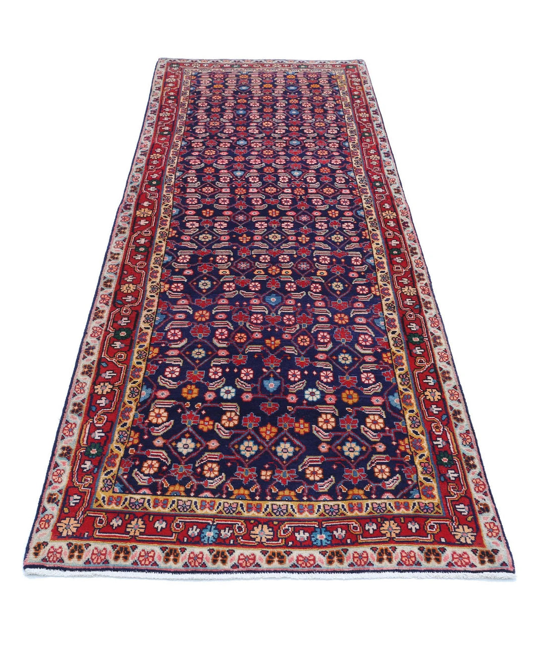 Persian Hamadan Runner Rug 3' 4" x 9' 9" Hand-Knotted | No. AT59149