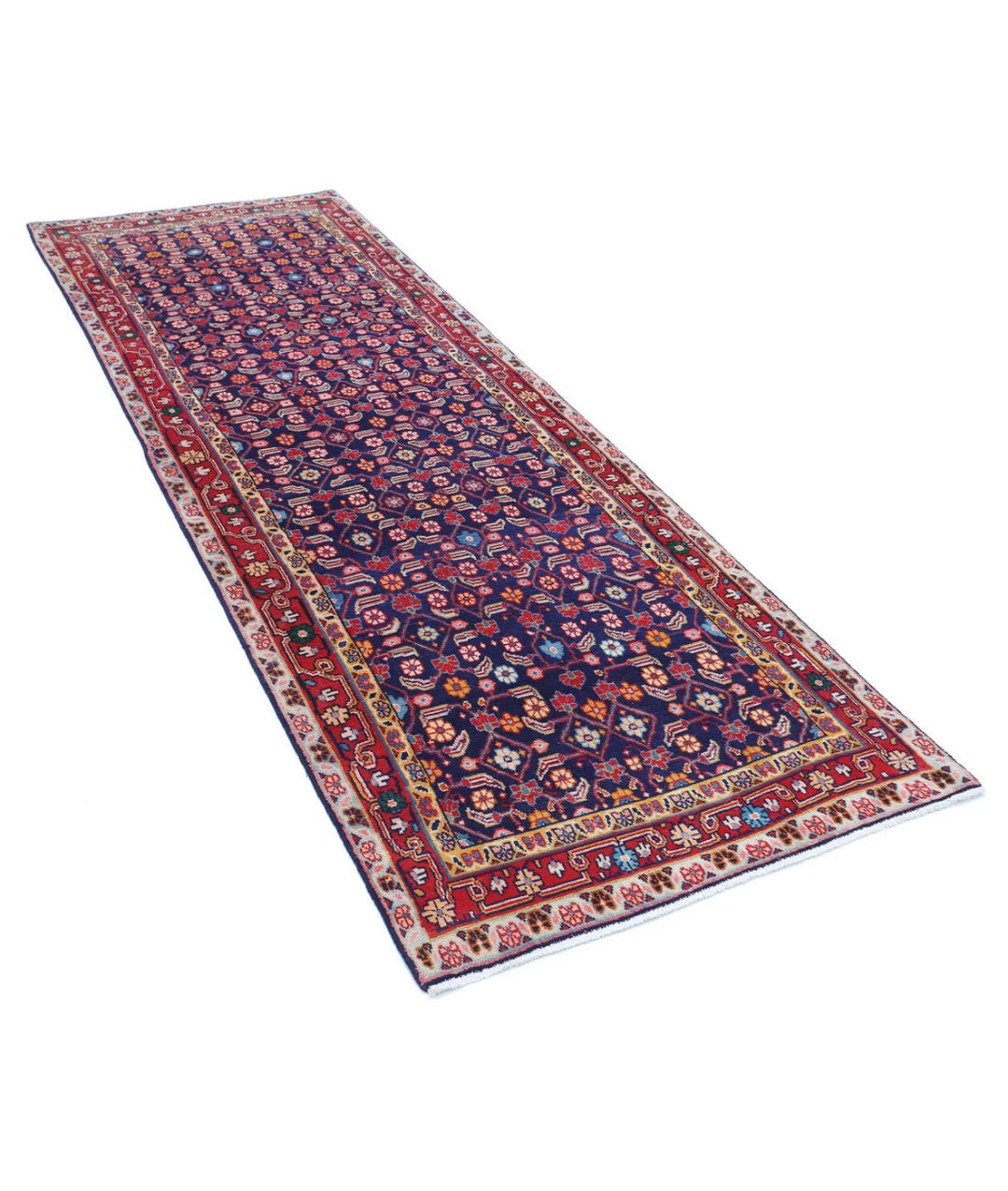 Persian Hamadan Runner Rug 3' 4" x 9' 9" Hand-Knotted | No. AT59149