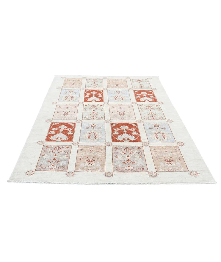 Afghan Bakhtiari Rug 5' 5" x 7' 6" Hand-Knotted | No. AT59192