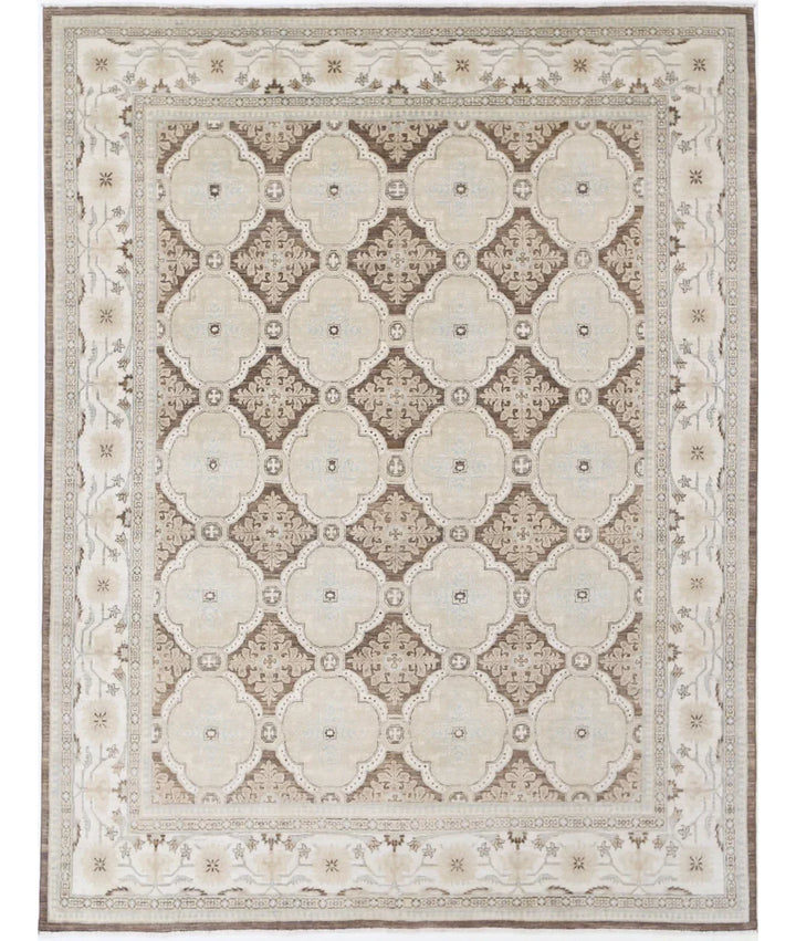 Ivory Afghan Ziegler Rug 8' 0" x 10' 9" Hand-Knotted | No. AT59282