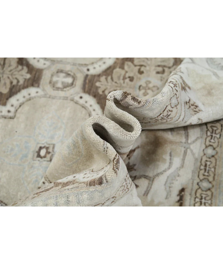 Ivory Afghan Ziegler Rug 8' 0" x 10' 9" Hand-Knotted | No. AT59282
