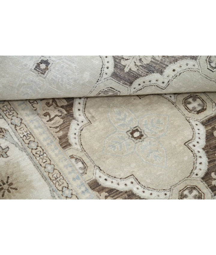 Ivory Afghan Ziegler Rug 8' 0" x 10' 9" Hand-Knotted | No. AT59282