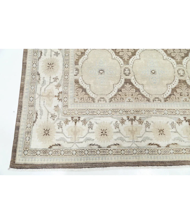 Ivory Afghan Ziegler Rug 8' 0" x 10' 9" Hand-Knotted | No. AT59282
