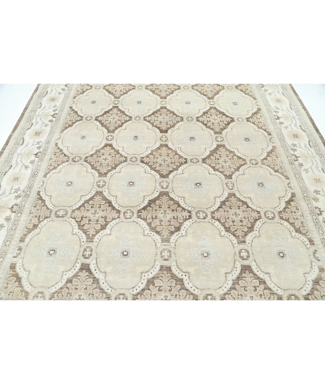 Ivory Afghan Ziegler Rug 8' 0" x 10' 9" Hand-Knotted | No. AT59282