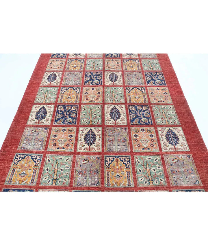 Afghan Bakhtiari Rug 5' 7" x 8' 2" Hand-Knotted | No. AT59481