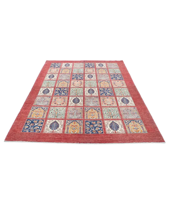 Afghan Bakhtiari Rug 5' 7" x 8' 2" Hand-Knotted | No. AT59481
