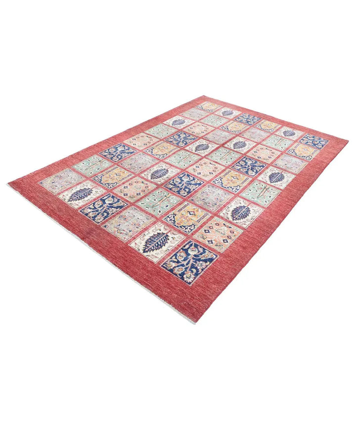 Afghan Bakhtiari Rug 5' 7" x 8' 2" Hand-Knotted | No. AT59481