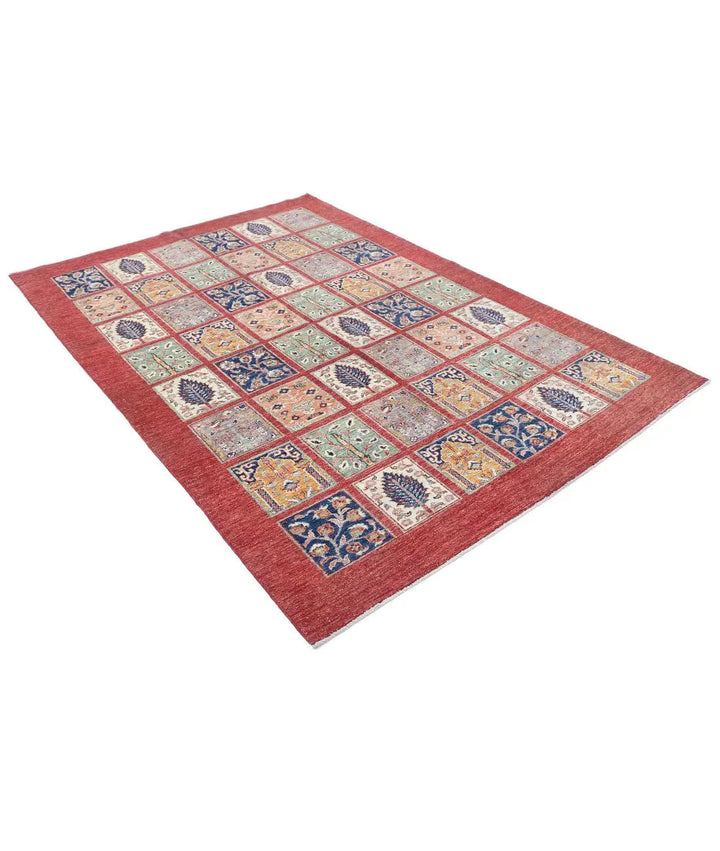 Afghan Bakhtiari Rug 5' 7" x 8' 2" Hand-Knotted | No. AT59481