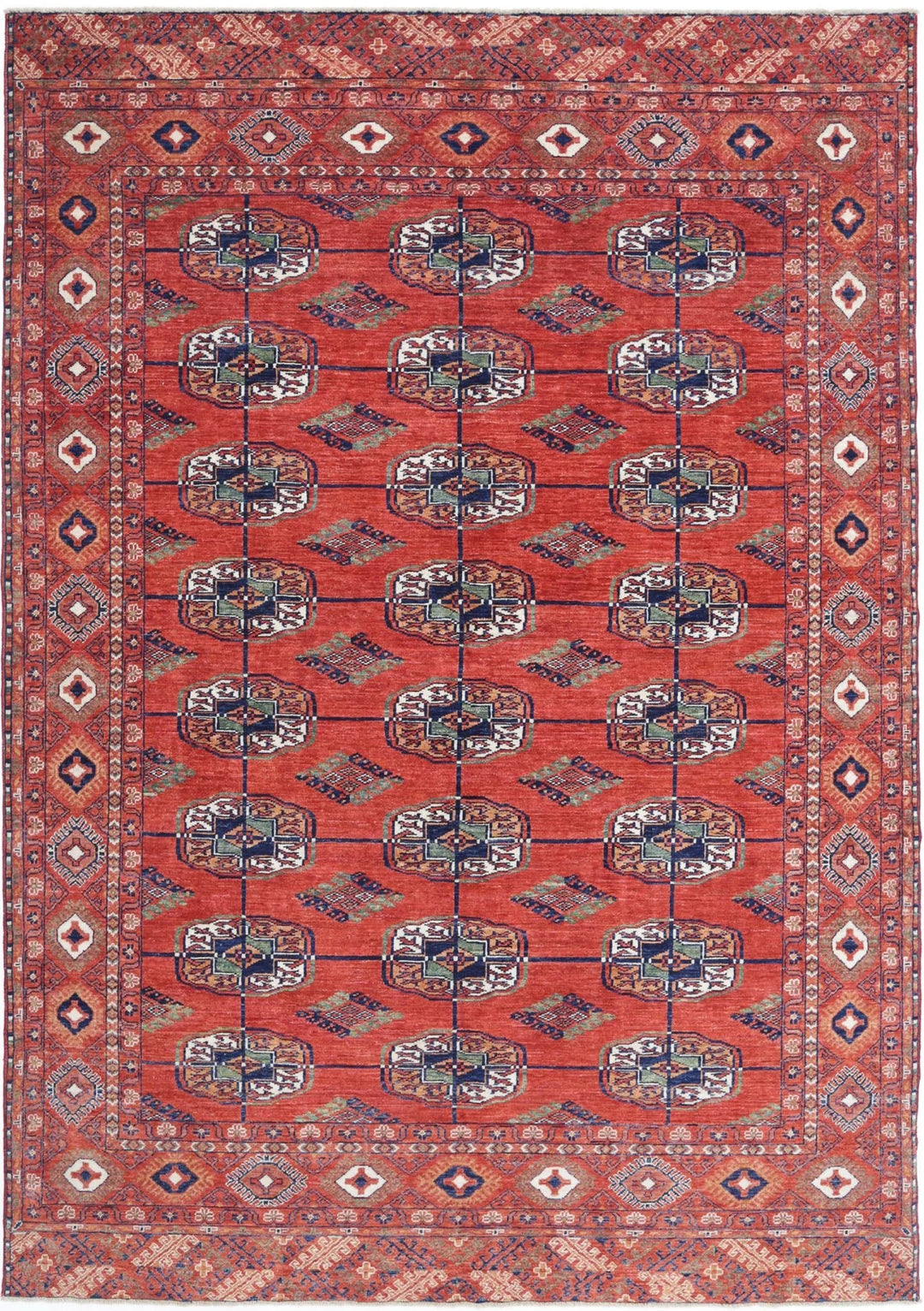 Afghan Nomadic Caucasian Humna Rug 6' 7" x 9' 7" Hand-Knotted | No. AT59605
