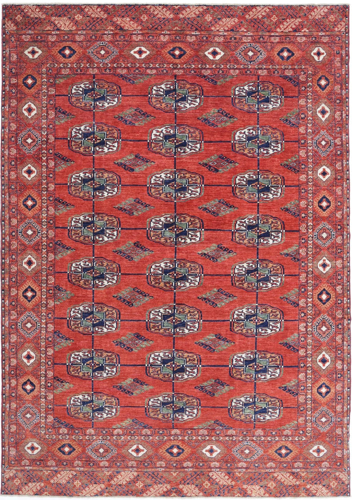 Afghan Nomadic Caucasian Humna Rug 6' 7" x 9' 7" Hand-Knotted | No. AT59605