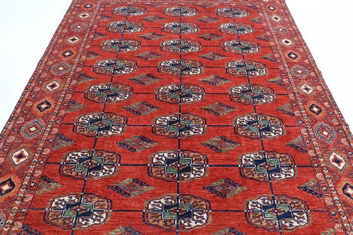 Afghan Nomadic Caucasian Humna Rug 6' 7" x 9' 7" Hand-Knotted | No. AT59605