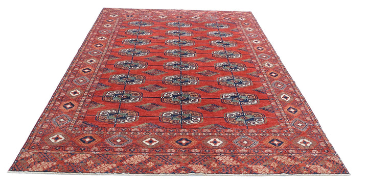 Afghan Nomadic Caucasian Humna Rug 6' 7" x 9' 7" Hand-Knotted | No. AT59605
