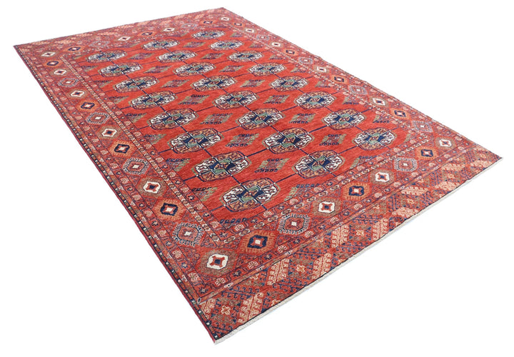 Afghan Nomadic Caucasian Humna Rug 6' 7" x 9' 7" Hand-Knotted | No. AT59605