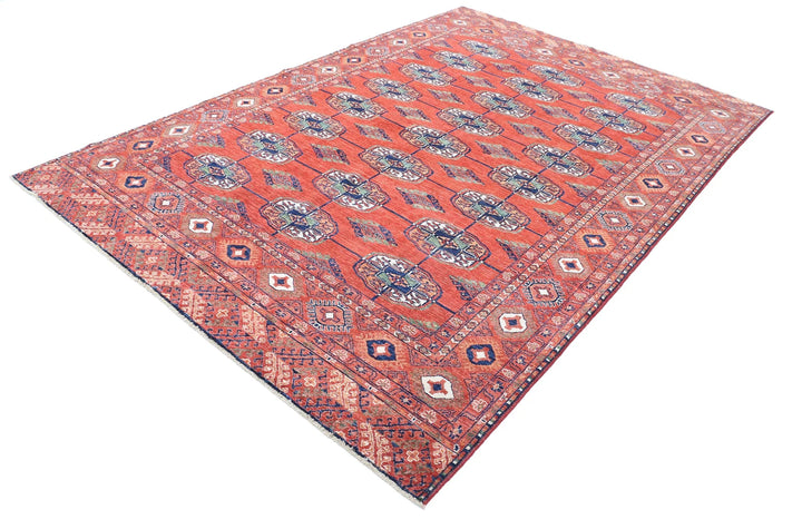 Afghan Nomadic Caucasian Humna Rug 6' 7" x 9' 7" Hand-Knotted | No. AT59605