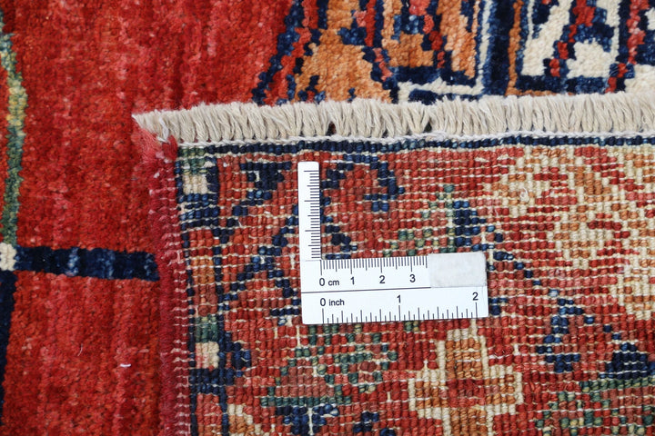Afghan Nomadic Caucasian Humna Rug 6' 7" x 9' 7" Hand-Knotted | No. AT59605