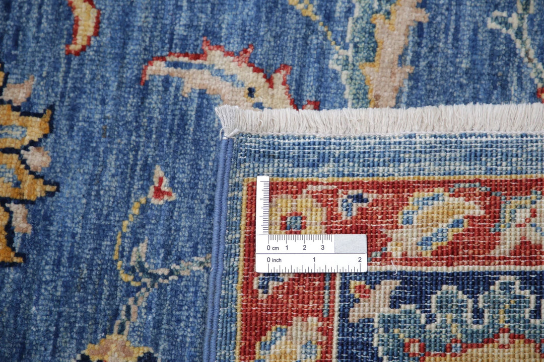 Blue Afghan Ziegler Rug 6' 6" x 9' 8" Hand-Knotted | No. AT59654