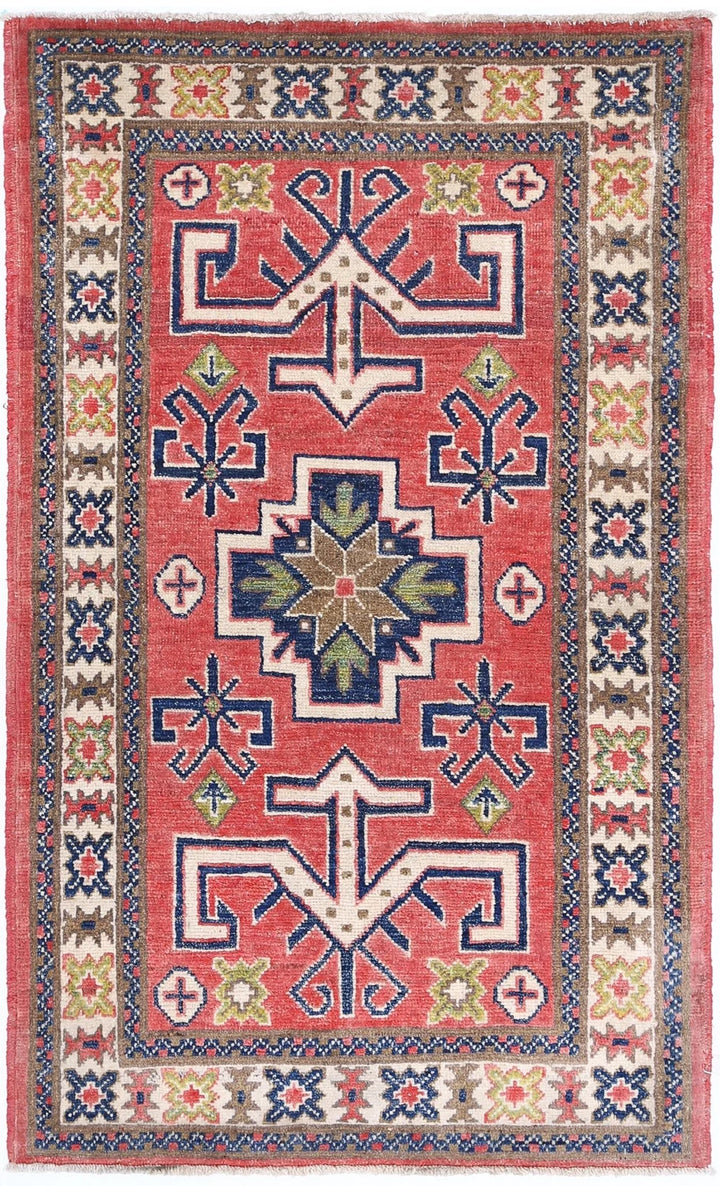 Afghan Kazak Rug 2' 5" x 4' 5" Hand-Knotted | No. AT59655