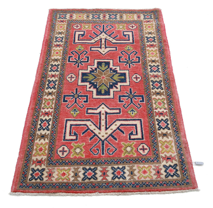 Afghan Kazak Rug 2' 5" x 4' 5" Hand-Knotted | No. AT59655