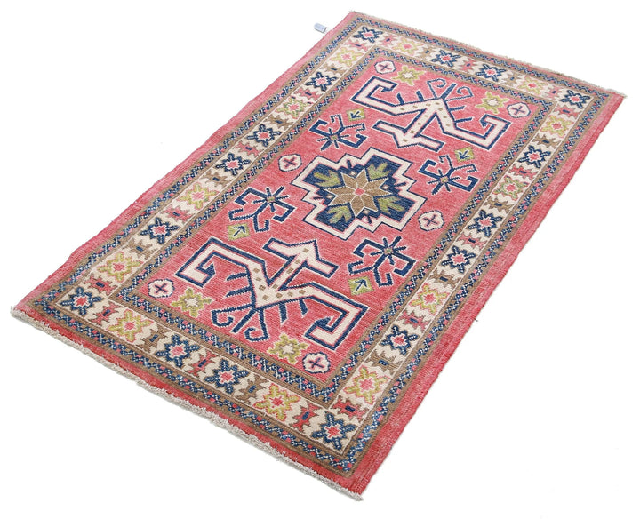 Afghan Kazak Rug 2' 5" x 4' 5" Hand-Knotted | No. AT59655