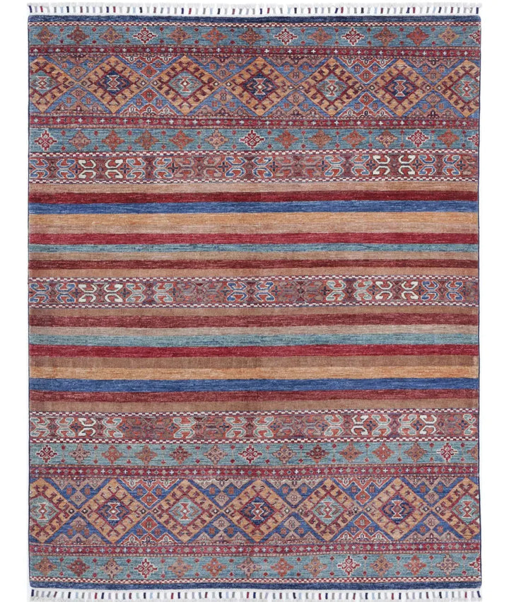 Afghan Khurjeen Rug 5' 0" x 6' 6" Hand-Knotted | No. AT59664