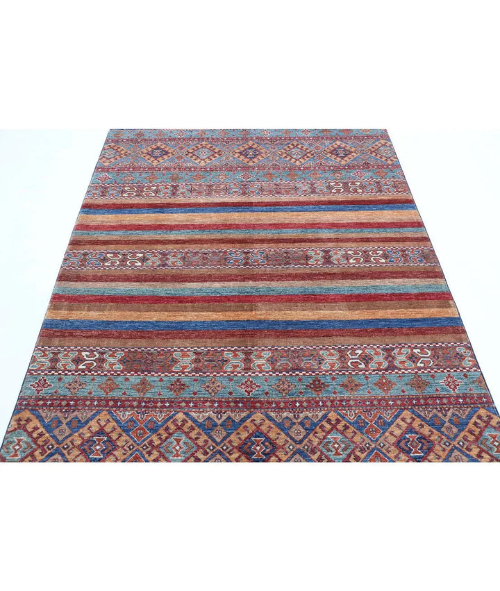 Afghan Khurjeen Rug 5' 0" x 6' 6" Hand-Knotted | No. AT59664