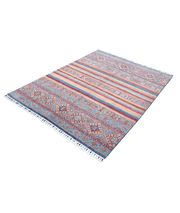 Afghan Khurjeen Rug 5' 0" x 6' 6" Hand-Knotted | No. AT59664