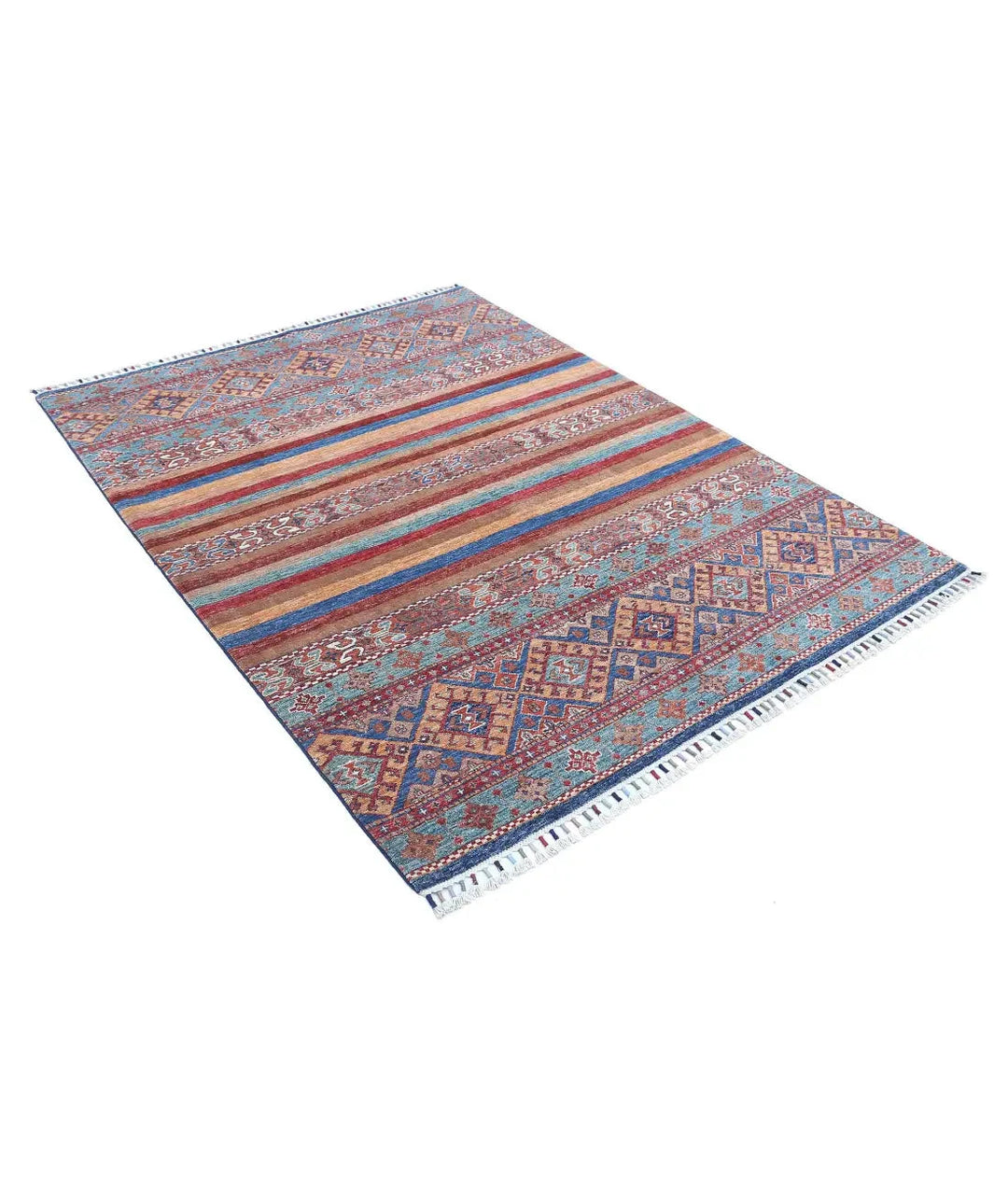 Afghan Khurjeen Rug 5' 0" x 6' 6" Hand-Knotted | No. AT59664