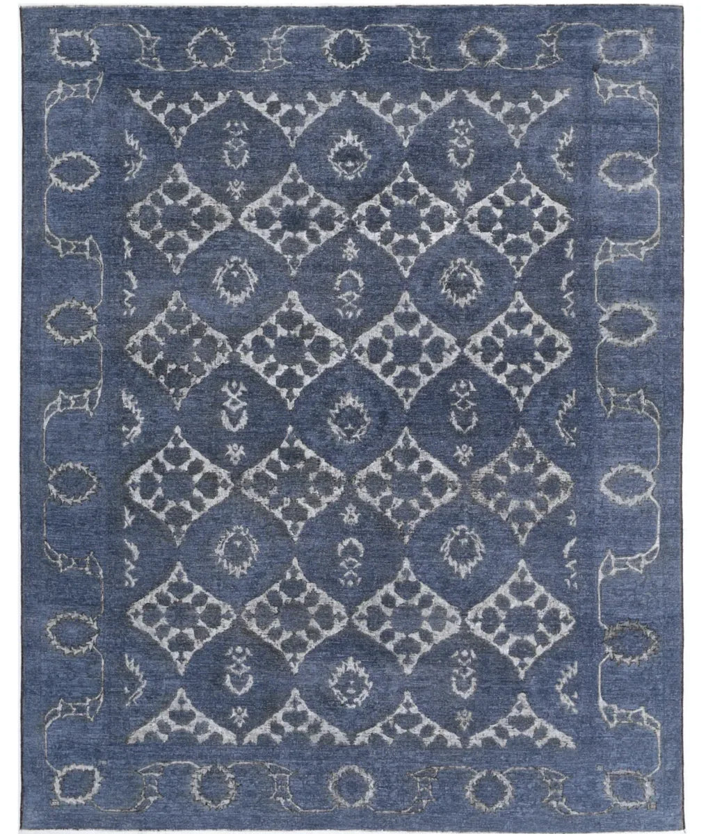 Grey Afghan Oriental Rug 7' 8" x 9' 7" Hand-Knotted | No. AT596989