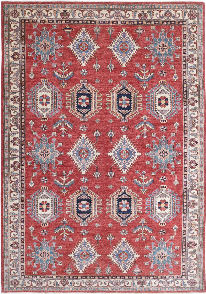 Afghan Royal Kazak Rug 6' 7" x 9' 8" Hand-Knotted | No. AT59773