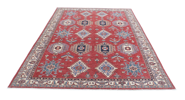 Afghan Royal Kazak Rug 6' 7" x 9' 8" Hand-Knotted | No. AT59773