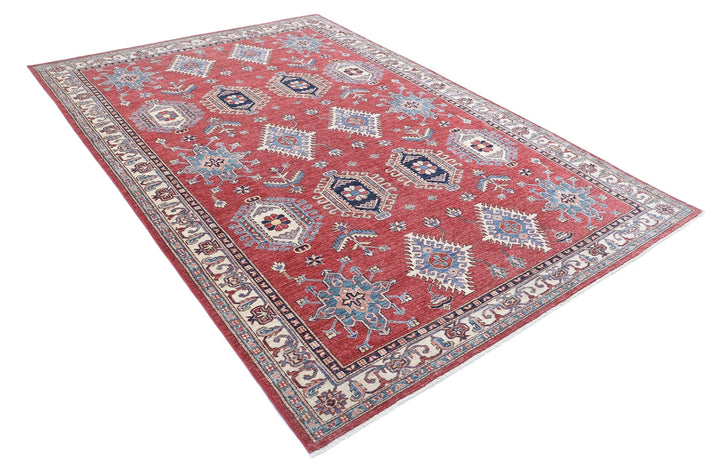 Afghan Royal Kazak Rug 6' 7" x 9' 8" Hand-Knotted | No. AT59773