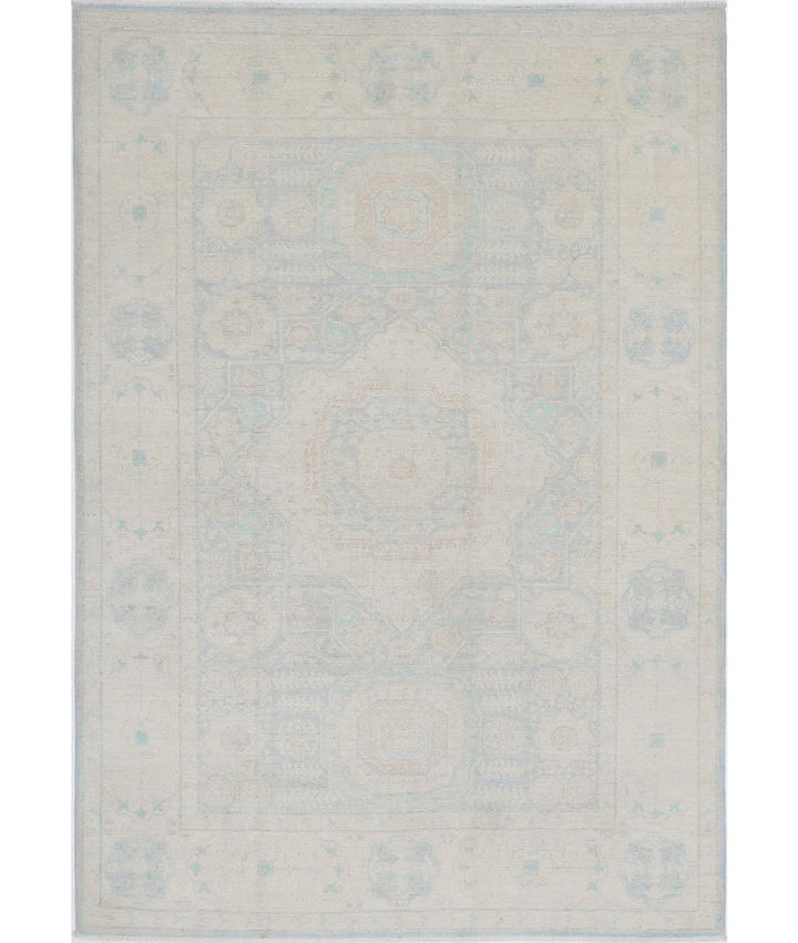 Blue Afghan Serenity Rug 6' 0" x 8' 6" Hand-Knotted | No. AT598771