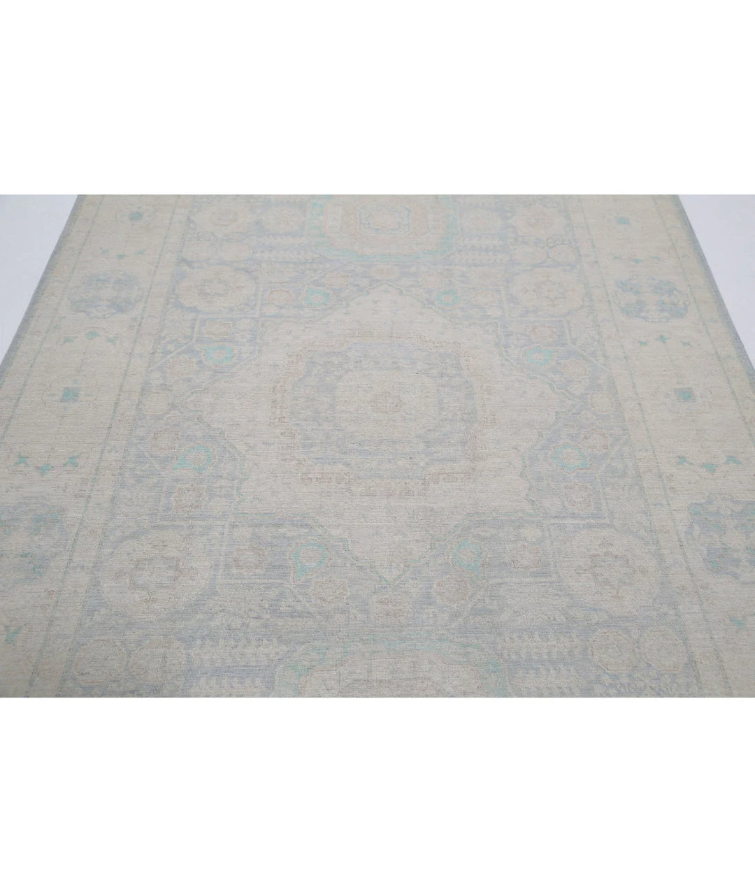 Blue Afghan Serenity Rug 6' 0" x 8' 6" Hand-Knotted | No. AT598771