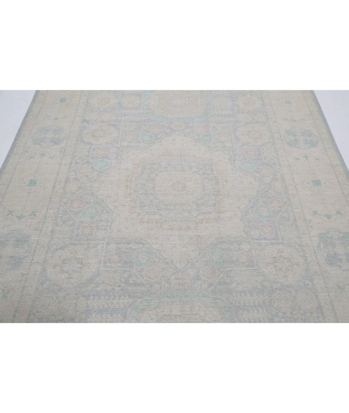 Blue Afghan Serenity Rug 6' 0" x 8' 6" Hand-Knotted | No. AT598771