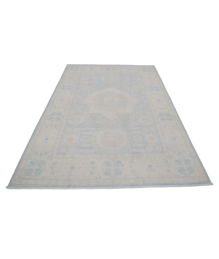 Blue Afghan Serenity Rug 6' 0" x 8' 6" Hand-Knotted | No. AT598771