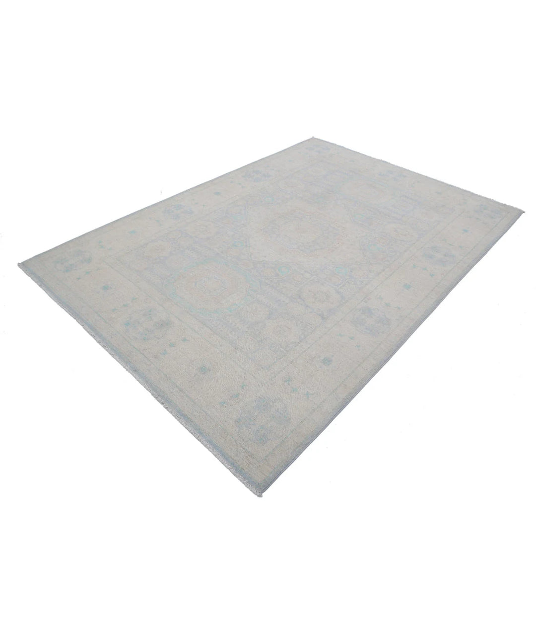 Blue Afghan Serenity Rug 6' 0" x 8' 6" Hand-Knotted | No. AT598771