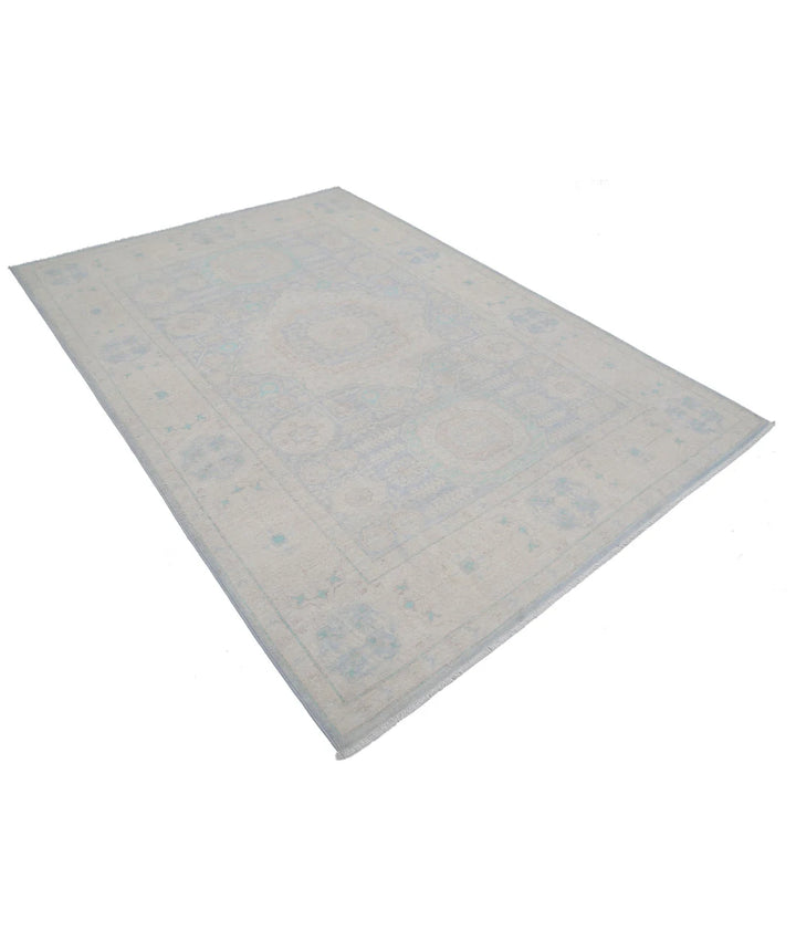 Blue Afghan Serenity Rug 6' 0" x 8' 6" Hand-Knotted | No. AT598771