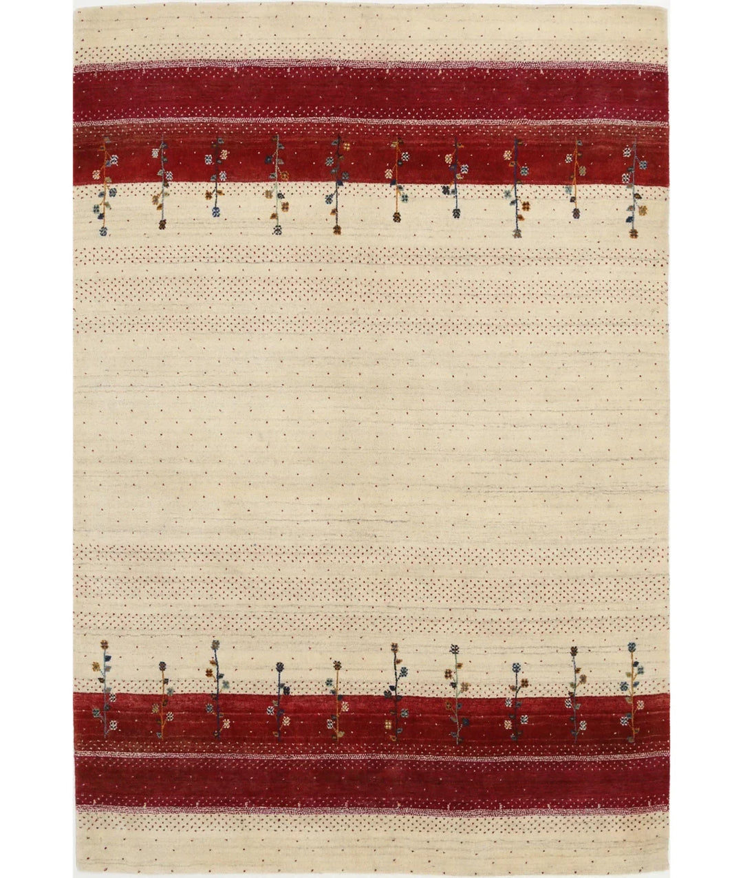 Ivory Indian Oriental Rug 5' 3" x 7' 7" Hand-Knotted | No. AT59977