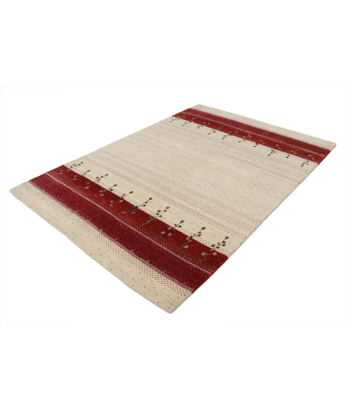 Ivory Indian Oriental Rug 5' 3" x 7' 7" Hand-Knotted | No. AT59977