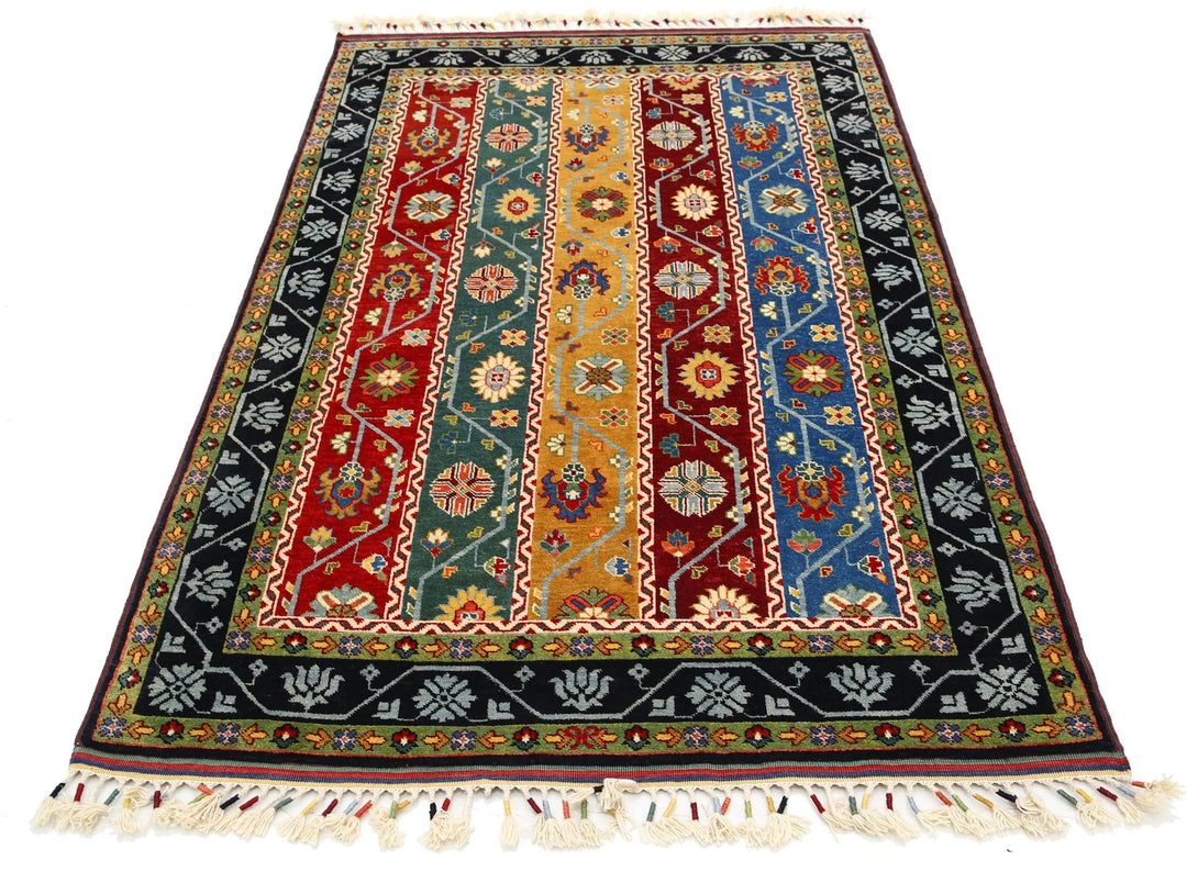 Afghan Shaal Rug 4' 1" x 6' 6" Hand-Knotted | No. AT60025