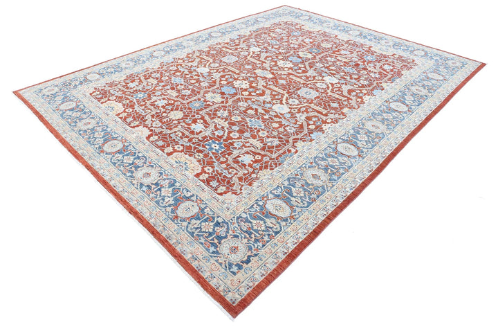 Afghan Ziegler Rug 9' 0" x 12' 0" Hand-Knotted | No. AT60106