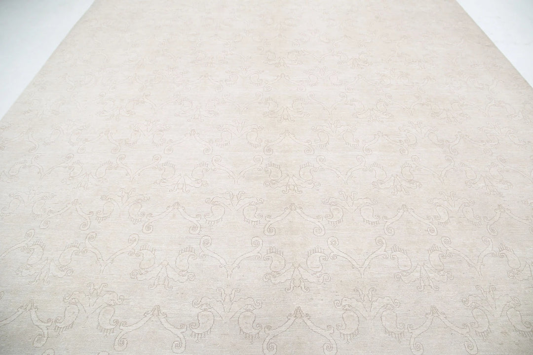 Ivory Afghan Serenity Rug 11' 0" x 14' 9" Hand-Knotted | No. AT60243