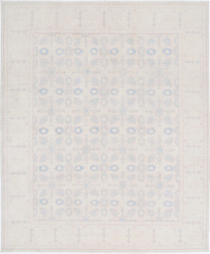 Ivory Afghan Serenity Rug 8' 0" x 9' 7" Hand-Knotted | No. AT60254
