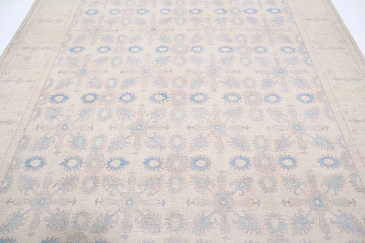 Ivory Afghan Serenity Rug 8' 0" x 9' 7" Hand-Knotted | No. AT60254