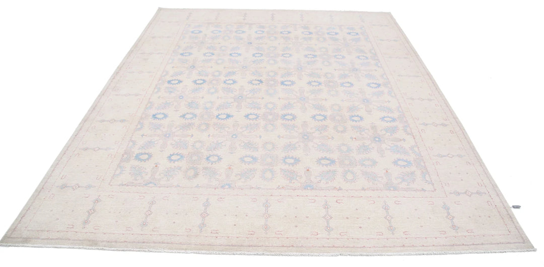 Ivory Afghan Serenity Rug 8' 0" x 9' 7" Hand-Knotted | No. AT60254